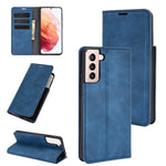 Per Samsung Galaxy S21 Plus Custodia in pelle con ventosa magnetica da lavoro retro-skin con supporto, slot per carte e portafoglio, For Samsung Galaxy S21 Plus