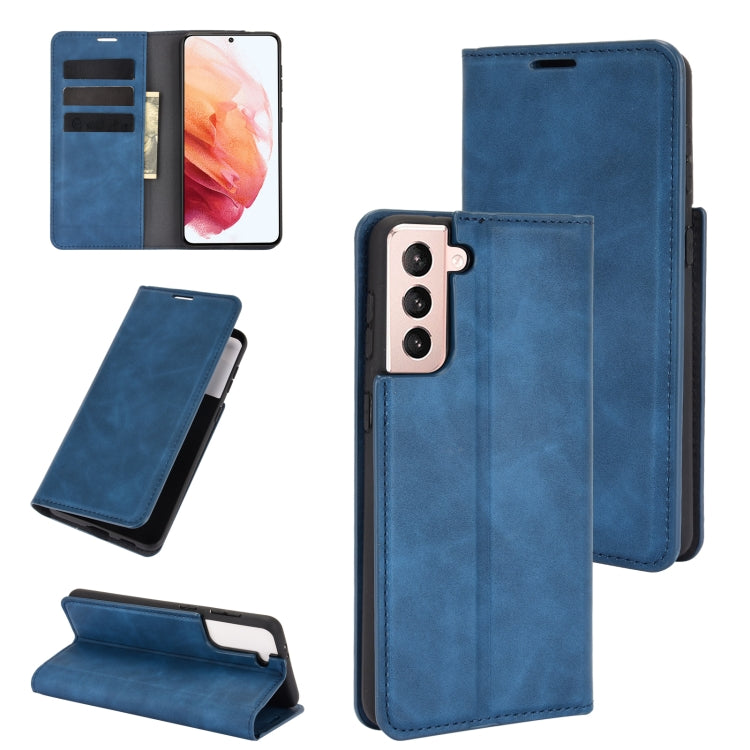 Per Samsung Galaxy S21 Plus Custodia in pelle con ventosa magnetica da lavoro retro-skin con supporto, slot per carte e portafoglio, For Samsung Galaxy S21 Plus