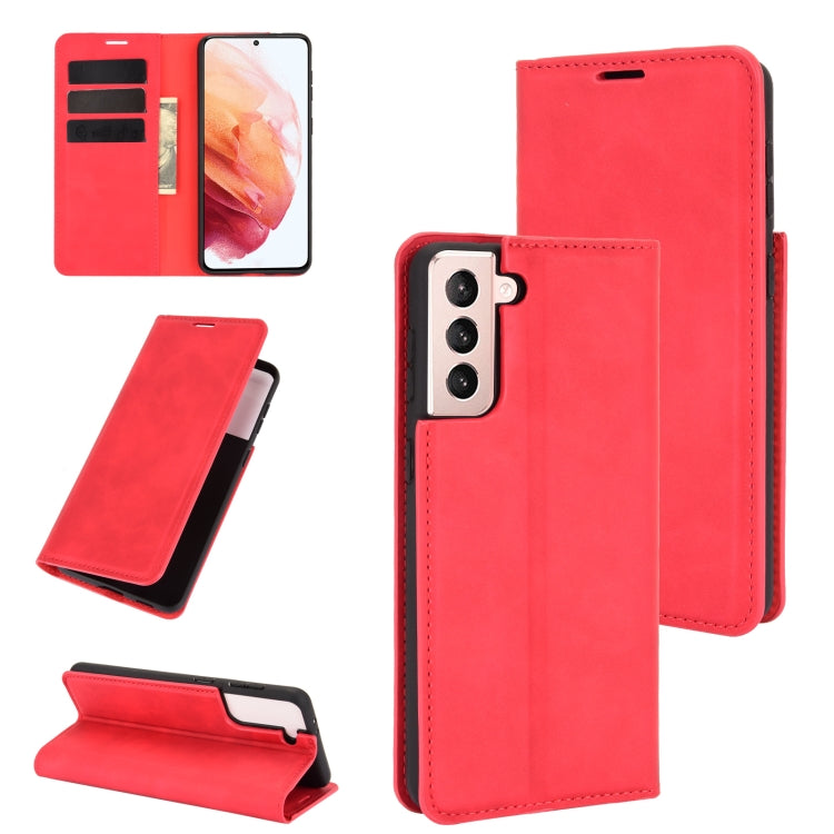 Per Samsung Galaxy S21 Plus Custodia in pelle con ventosa magnetica da lavoro retro-skin con supporto, slot per carte e portafoglio, For Samsung Galaxy S21 Plus