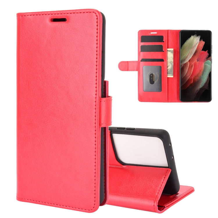 Per Samsung Galaxy S21 Ultra R64 Texture Custodia protettiva a vibrazione orizzontale singola con supporto e slot per schede e portafoglio e cornice per foto, For Samsung Galaxy S21 Ultra