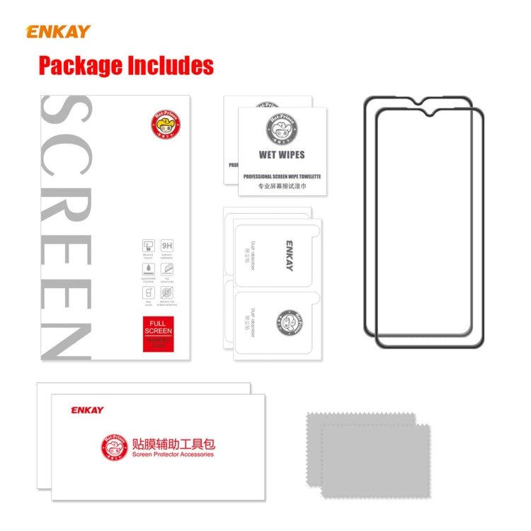 2 PZ ENKAY Hat-Prince Anti-drop Full Glue Vetro temperato Pellicola a schermo intero Protezione anti-caduta, For Samsung Galaxy A32 5G / M12 / A12, For Samsung Galaxy A52 4G / 5G, For Samsung Galaxy A72 4G / 5G