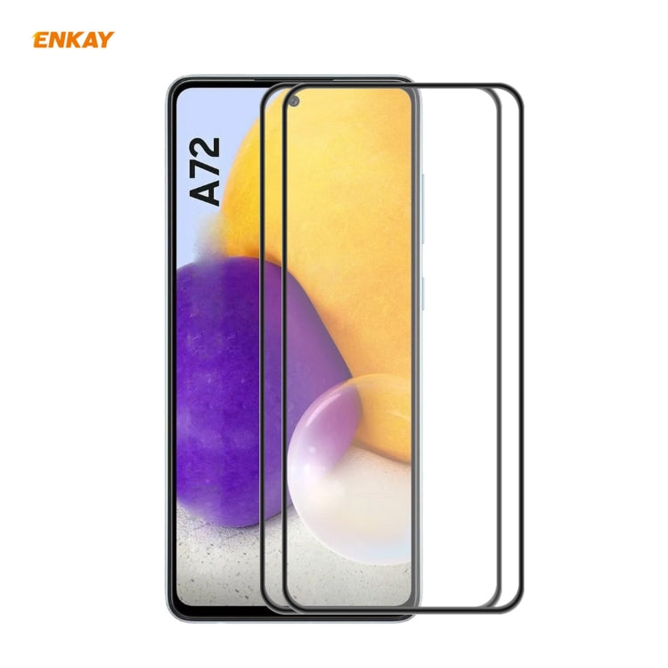 2 PZ ENKAY Hat-Prince Anti-drop Full Glue Vetro temperato Pellicola a schermo intero Protezione anti-caduta, For Samsung Galaxy A32 5G / M12 / A12, For Samsung Galaxy A52 4G / 5G, For Samsung Galaxy A72 4G / 5G