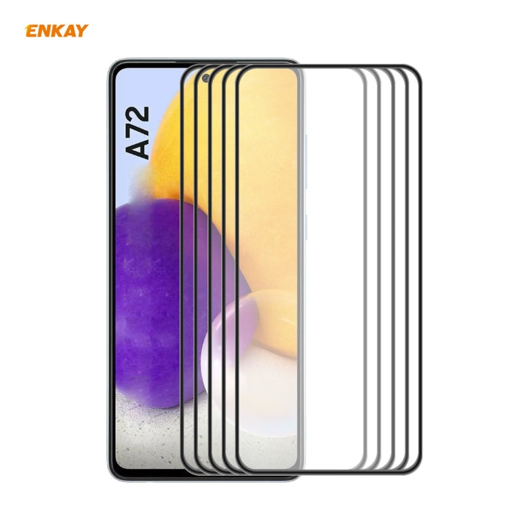 5 PZ ENKAY Hat-Prince Anti-drop Full Glue Vetro temperato Pellicola a schermo intero Protezione anti-caduta, For Samsung Galaxy A52 4G / 5G, For Samsung Galaxy A72 4G / 5G, For Samsung Galaxy A32 5G / M12 / A12