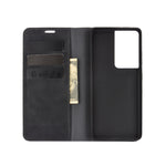 Per Samsung Galaxy S21 Ultra 5G Custodia in pelle con ventosa magnetica da lavoro retro-skin con supporto, slot per carte e portafoglio, For Samsung Galaxy S21 Ultra 5G
