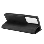 Per Samsung Galaxy S21 Ultra 5G Custodia in pelle con ventosa magnetica da lavoro retro-skin con supporto, slot per carte e portafoglio, For Samsung Galaxy S21 Ultra 5G