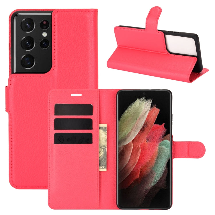 Per Samsung Galaxy S21 Ultra 5G Litchi Texture Custodia protettiva a vibrazione orizzontale con supporto e slot per carte e portafoglio, For Galaxy S21 Ultra 5G