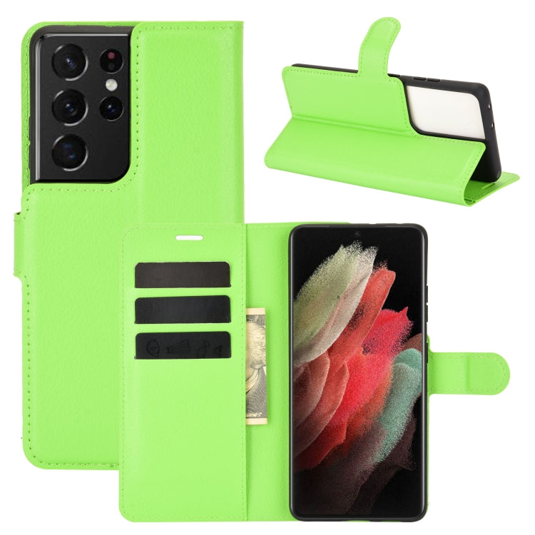 Per Samsung Galaxy S21 Ultra 5G Litchi Texture Custodia protettiva a vibrazione orizzontale con supporto e slot per carte e portafoglio, For Galaxy S21 Ultra 5G