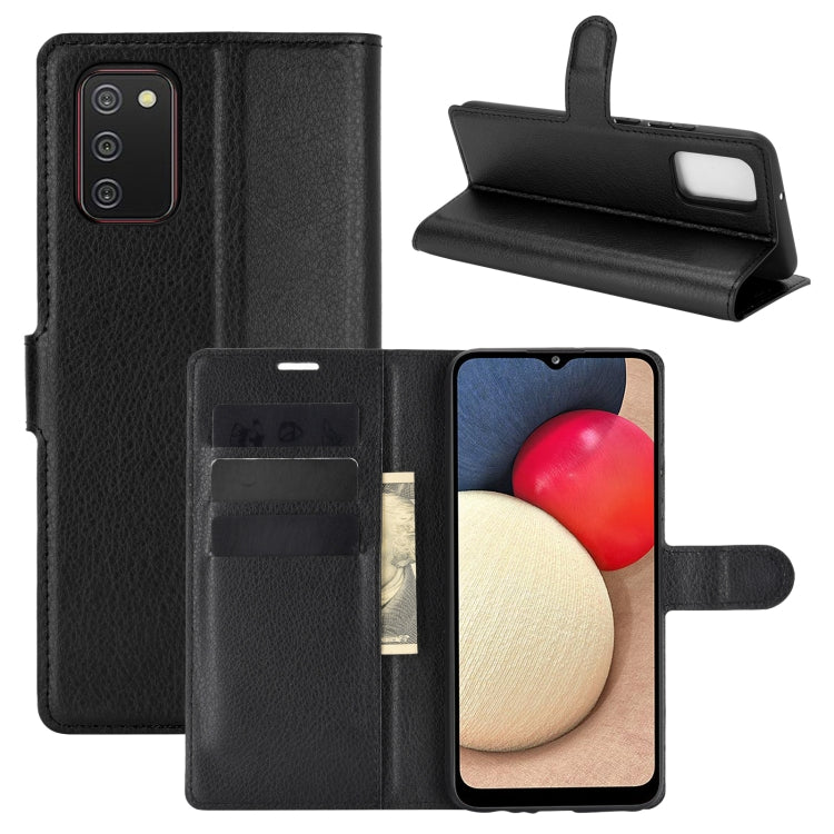 Per Samsung Galaxy A02s (versione USA) Litchi Texture Custodia protettiva a vibrazione orizzontale con supporto e slot per schede e portafoglio, For Galaxy A02s (US Version)