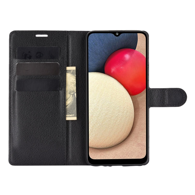 Per Samsung Galaxy A02s (versione USA) Litchi Texture Custodia protettiva a vibrazione orizzontale con supporto e slot per schede e portafoglio, For Galaxy A02s (US Version)