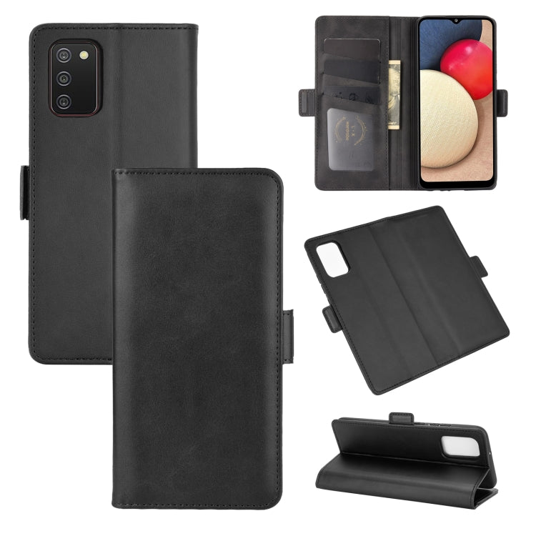 Per Samsung Galaxy A02s (versione USA) Custodia in pelle a vibrazione orizzontale con fibbia magnetica a doppio lato con supporto e slot per schede e portafoglio, For Galaxy A02s (US Version)
