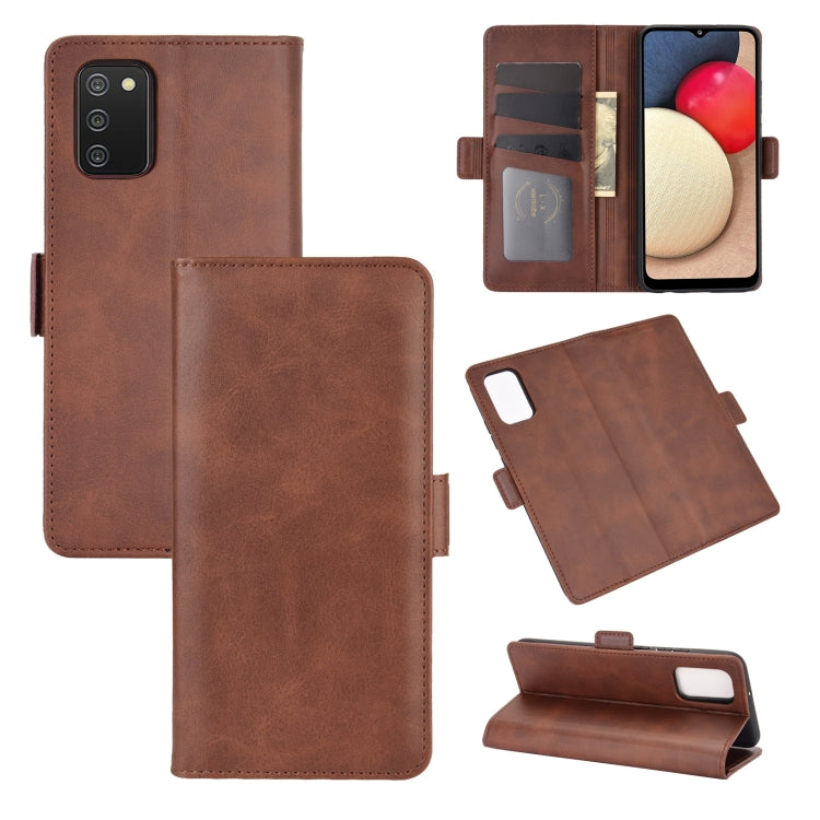 Per Samsung Galaxy A02s (versione USA) Custodia in pelle a vibrazione orizzontale con fibbia magnetica a doppio lato con supporto e slot per schede e portafoglio, For Galaxy A02s (US Version)