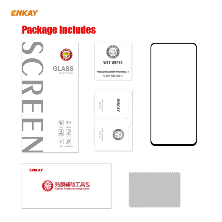 ENKAY Hat-Prince Full Glue 0.26mm 9H 2.5D Pellicola a copertura totale in vetro temperato, For Xiaomi Redmi K40 / K40 Pro(+), For Xiaomi Redmi Note 9T, For Xiaomi Redmi 9T, For Samsung Galaxy F62