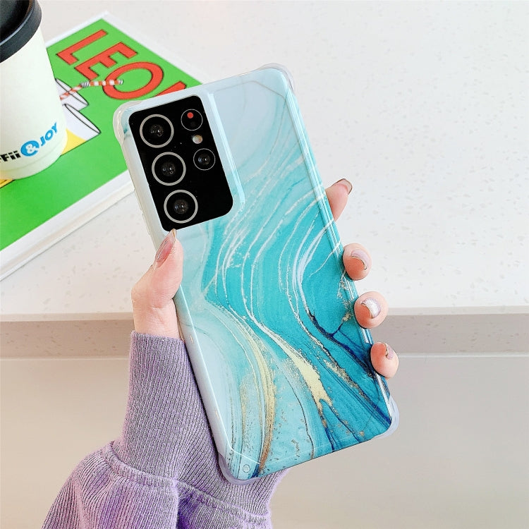 Cover posteriore per telefono IMD in marmo dorato con flusso anti-frantumazione a quattro angoli, For Samsung Galaxy S21 Ultra 5G, For Samsung Galaxy S21 Plus 5G, For Samsung Galaxy S21 5G