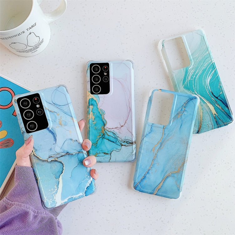 Cover posteriore per telefono IMD in marmo dorato con flusso anti-frantumazione a quattro angoli, For Samsung Galaxy S21 Ultra 5G, For Samsung Galaxy S21 Plus 5G, For Samsung Galaxy S21 5G