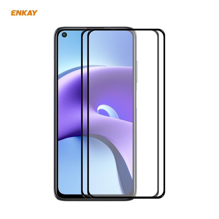 2 PZ ENKAY Hat-Prince Full Glue 0.26mm 9H 2.5D Pellicola a copertura totale in vetro temperato, For Xiaomi Redmi K40 / K40 Pro(+), For Xiaomi Redmi Note 9T, For Xiaomi Redmi 9T, For Samsung Galaxy F62