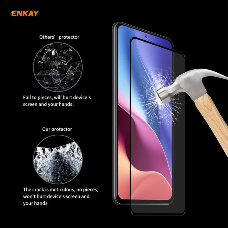 5 PZ ENKAY Hat-Prince Full Glue 0.26mm 9H 2.5D Pellicola a copertura totale in vetro temperato, For Xiaomi Redmi K40 / K40 Pro(+), For Xiaomi Redmi Note 9T, For Xiaomi Redmi 9T, For Samsung Galaxy F62