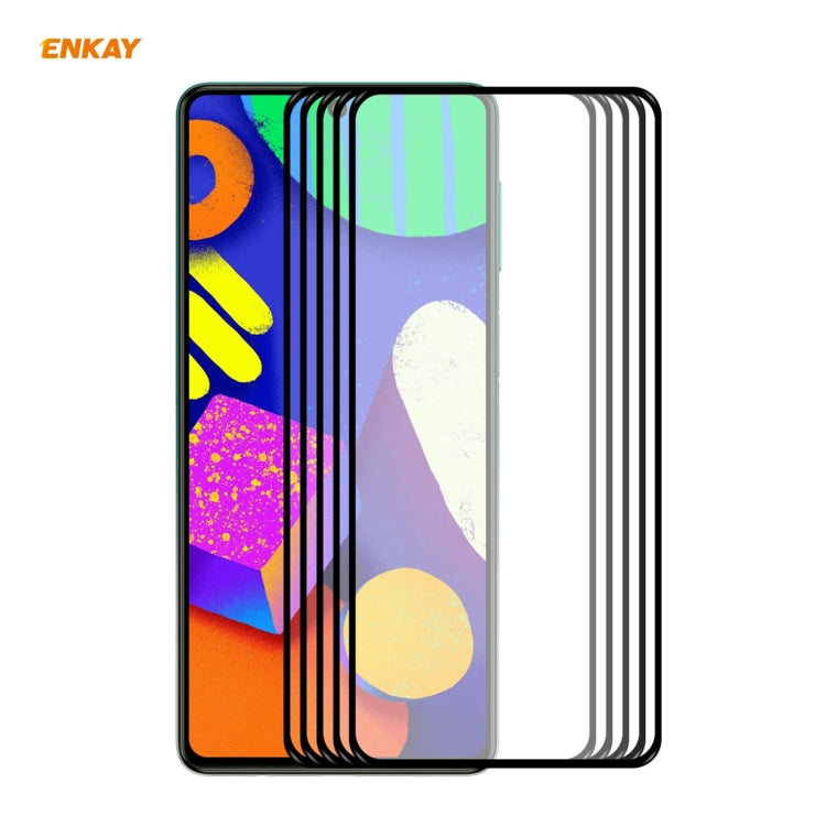 5 PZ ENKAY Hat-Prince Full Glue 0.26mm 9H 2.5D Pellicola a copertura totale in vetro temperato, For Xiaomi Redmi K40 / K40 Pro(+), For Xiaomi Redmi Note 9T, For Xiaomi Redmi 9T, For Samsung Galaxy F62