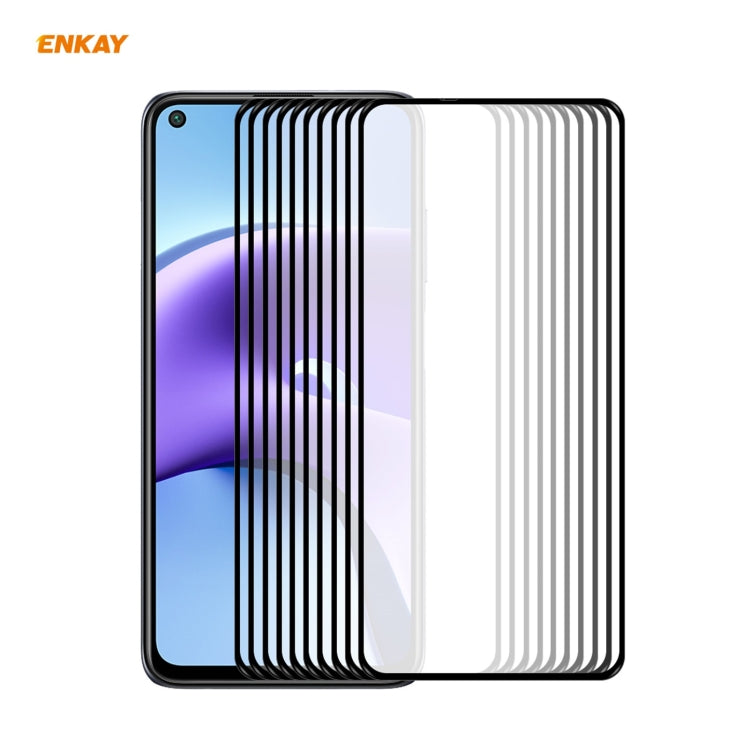 10 PZ ENKAY Hat-Prince Full Glue 0.26mm 9H 2.5D Pellicola a copertura totale in vetro temperato, For Samsung Galaxy F62(10 PCS), For Xiaomi Redmi Note 9T (10 PCS), For Xiaomi Redmi 9T (10 PCS), For Xiaomi Redmi K40 (10 PCS)