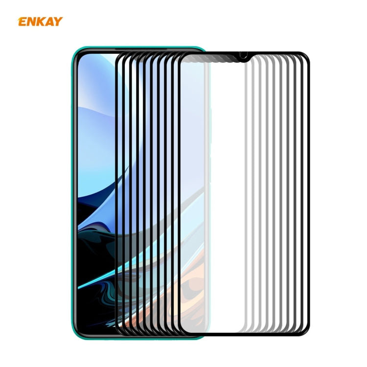 10 PZ ENKAY Hat-Prince Full Glue 0.26mm 9H 2.5D Pellicola a copertura totale in vetro temperato, For Samsung Galaxy F62(10 PCS), For Xiaomi Redmi Note 9T (10 PCS), For Xiaomi Redmi 9T (10 PCS), For Xiaomi Redmi K40 (10 PCS)