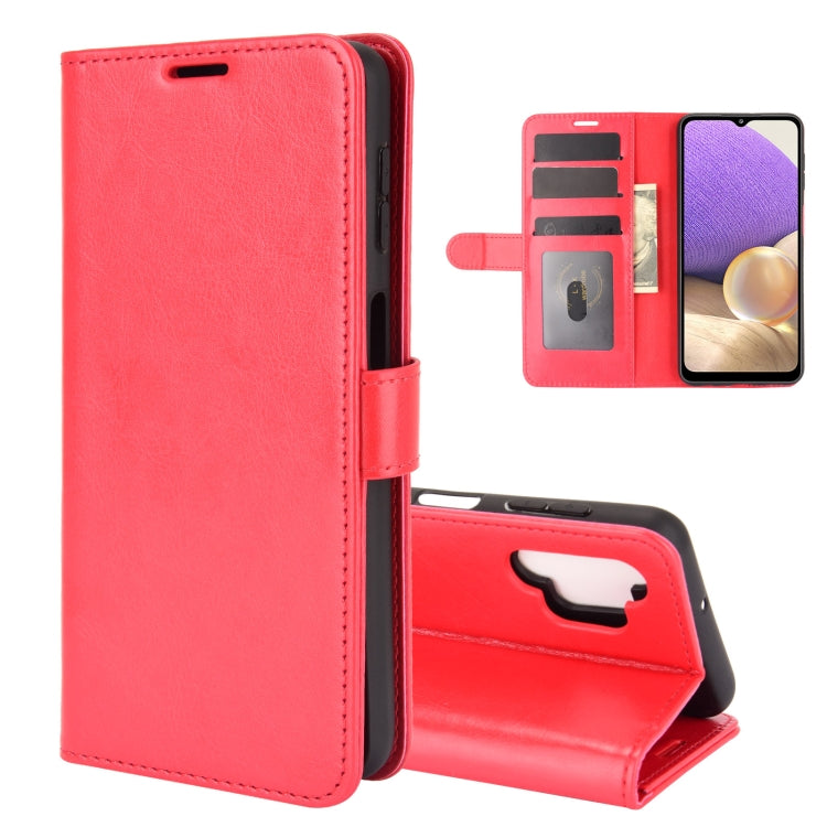 Per Samsung Galaxy A32 5G R64 Texture Custodia protettiva a vibrazione orizzontale singola con supporto e slot per schede e portafogli e cornice per foto, For Samsung Galaxy A32 5G