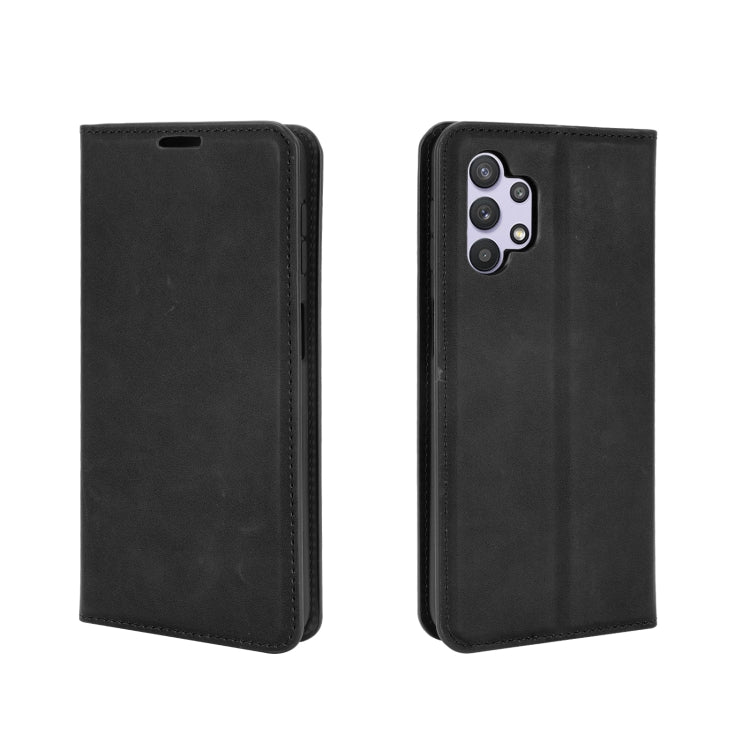 Per Samsung Galaxy A32 5G Custodia in pelle con ventosa magnetica per affari retro-pelle con supporto e slot per carte e portafoglio, For Galaxy A32 5G