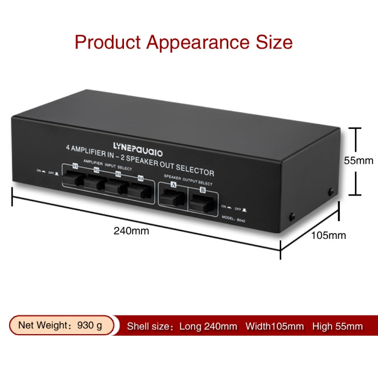 B042 Amplificatore di potenza 4-in-2-out Commutatore audio Distributore interruttore altoparlante, 300 W per canale Qualità audio senza perdita di dati, B042