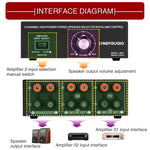 Amplificatore audio 2 ingressi 1 uscita con controllo volume