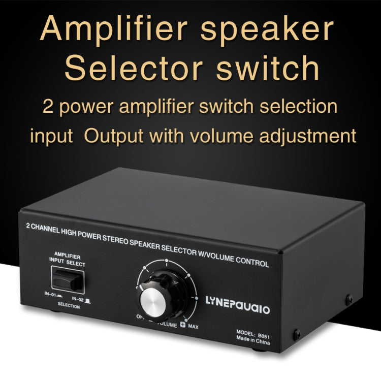 B051 Amplificatore di potenza a 2 ingressi e 1 uscita e uscita commutatore di selezione degli altoparlanti con regolazione del volume 2 amplificatori di potenza Commutatore audio Comparatore di distribuzione, B051