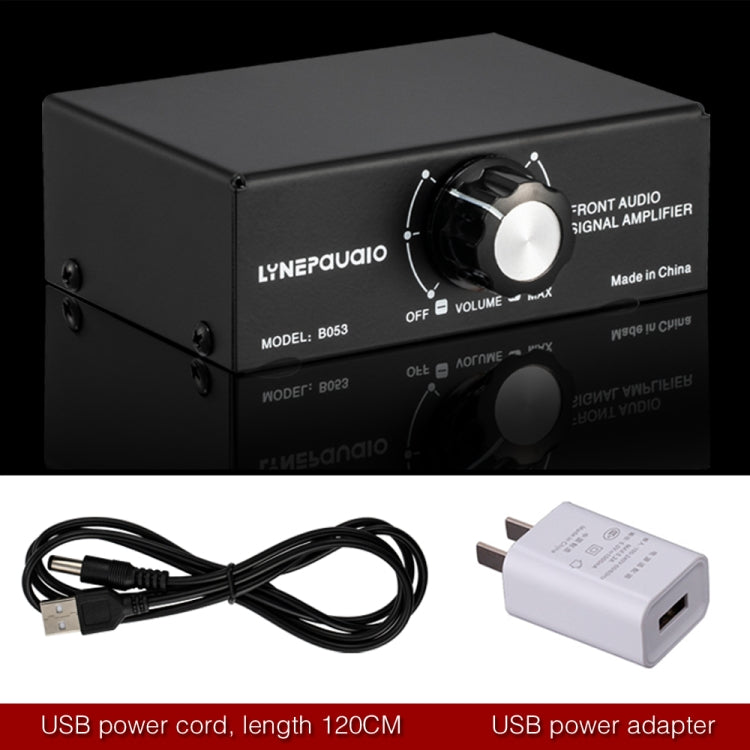 B053 Amplificatore audio stereo anteriore Amplificatore per cuffie Altoparlante con regolazione del volume, Mixer a 2 vie, Alimentatore USB 5V, Spina USA, B053