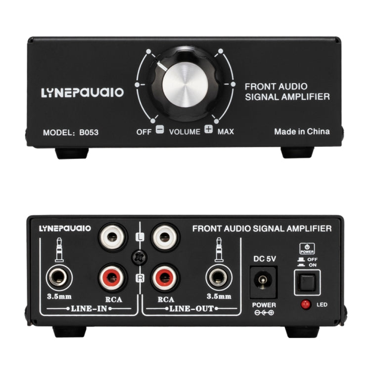 B053 Amplificatore audio stereo anteriore Amplificatore per cuffie Altoparlante con regolazione del volume, Mixer a 2 vie, Alimentatore USB 5V, Spina USA, B053