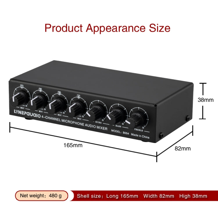 Mixer microfonico a 4 canali con uscita stereo USB 5V