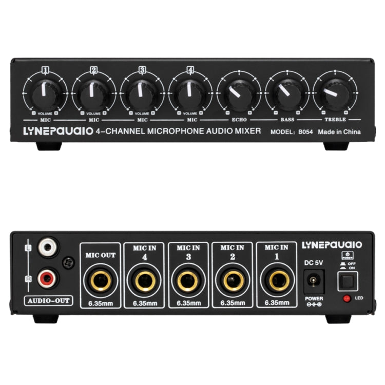 Mixer microfonico a 4 canali con uscita stereo USB 5V