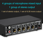 Mixer microfonico a 4 canali con uscita stereo USB 5V