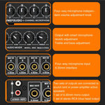 Mixer microfonico a 4 canali con uscita stereo USB 5V