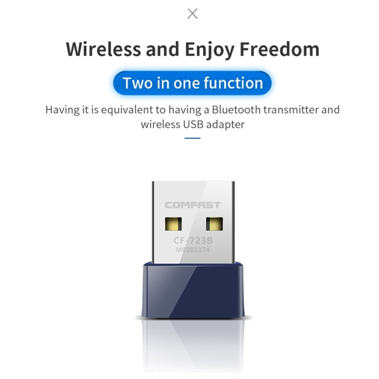 COMFAST CF-723B Mini adattatore WiFi Bluetooth USB 2 in 1 Ricevitore per scheda di rete wireless da 150 Mbps, CF-723B