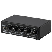 B055 Mixer stereo attivo a 5 canali Mixer multicanale con regolazione del volume indipendente e uscita di alimentazione USB 5V e monitoraggio delle cuffie, presa americana, B055