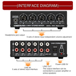 Mixer stereo attivo a 5 canali con uscita USB 5V