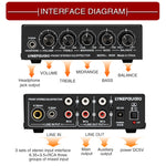 Mixer audio 3 canali con amplificatore e regolatore toni