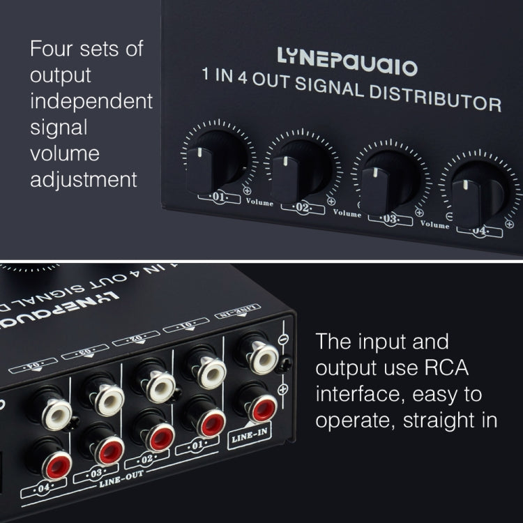 Amplificatore segnale stereo 1 ingresso 4 uscite RCA