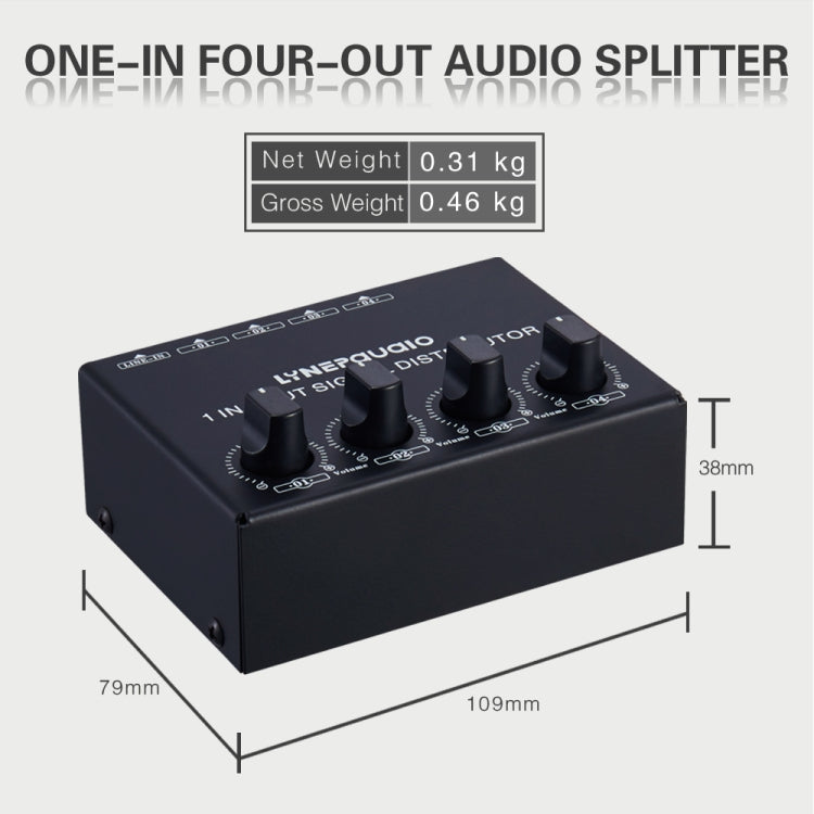 Amplificatore segnale stereo 1 ingresso 4 uscite RCA