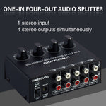 Amplificatore segnale stereo 1 ingresso 4 uscite RCA