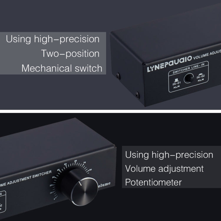 Switcher XLR 2 ingressi e 1 uscita Altoparlante passivo preattivo completamente bilanciato Switcher di controllo del volume senza perdita di dati, B028