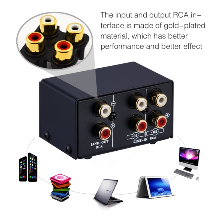 Commutatore audio 2 ingressi 1 uscita RCA B101