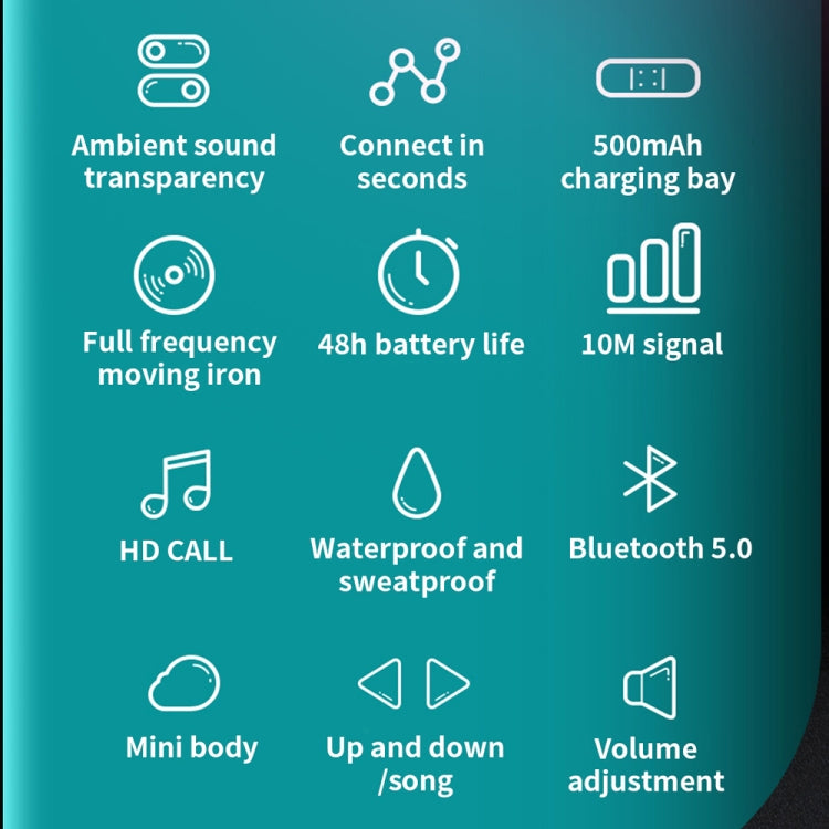 T25 Over-ear Bluetooth 5.0 Auricolare wireless invisibile a un orecchio Chiamata ad alta definizione Auricolare a conduzione ossea in standby super lungo