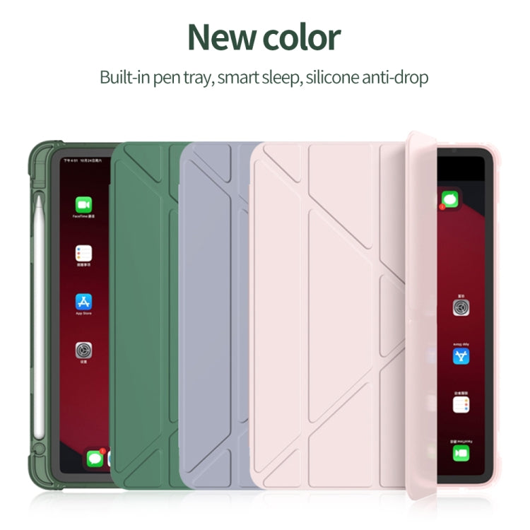 Custodia protettiva in TPU opaca anti-caduta in pelle PU con superficie multi-piegatura con slot per penna per iPad Air 2020 10.9