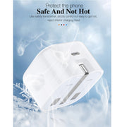 A2344 Caricabatterie da viaggio pieghevole PD 3.0 Type-C / USB-C da 20 W + set di cavi dati di ricarica rapida da USB-C / Type-C a Type-C, presa UK, lunghezza: 1 m, 20W Type-C Length: 1m