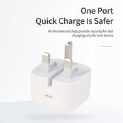 A2344 Caricabatterie da viaggio pieghevole PD 3.0 Type-C / USB-C da 20 W + set di cavi dati di ricarica rapida da USB-C / Type-C a Type-C, presa UK, lunghezza: 1 m, 20W Type-C Length: 1m