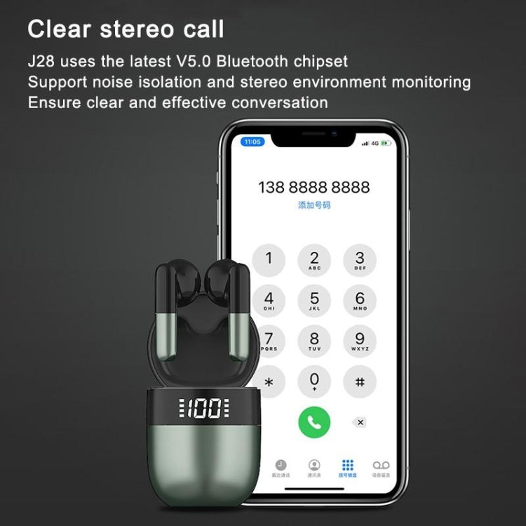 J28 TWS Auricolari Bluetooth senza fili LED Display digitale HIFI Music Sport Auricolare