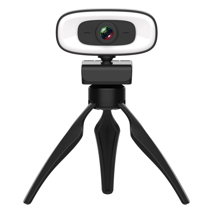 C10 2K HD senza distorsione, rotazione di 360 gradi, luce di riempimento a tre velocità, unità USB gratuita, webcam, microfono integrato per un suono più chiaro