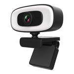 C10 2K HD senza distorsione, rotazione di 360 gradi, luce di riempimento a tre velocità, unità USB gratuita, webcam, microfono integrato per un suono più chiaro